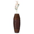Uniquewise Antique Cylinder Style Floor Vase For Entryway or Living Room, Bamboo Rope, Brown 26" Tall QI004083